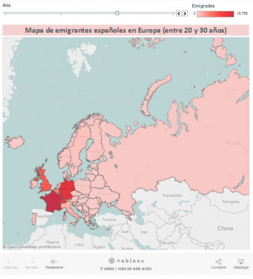 Mapa de la emigración española en Europa