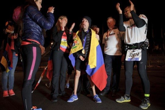 Maickel Melamed durante su participación en el maratón de Berlín. Fotografía: RominaHendlin