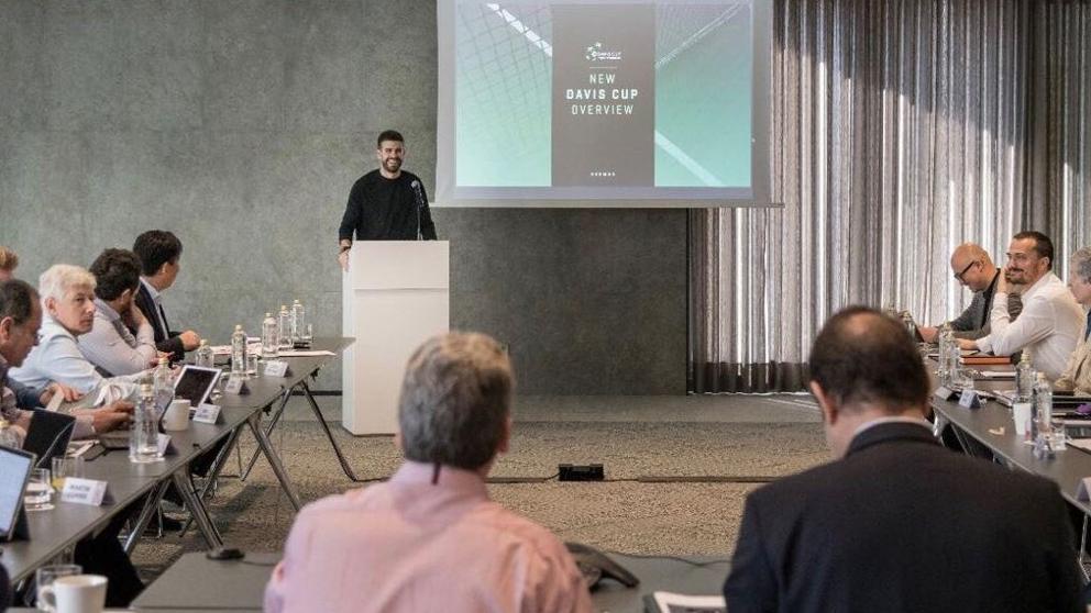 El futbolista Gerard Piqué durante la presentación de su proyecto para la ITF (Fuente: @3gerardpique)