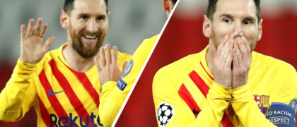 Las dos caras de Leo Messi durante la temporada. Foto / AP