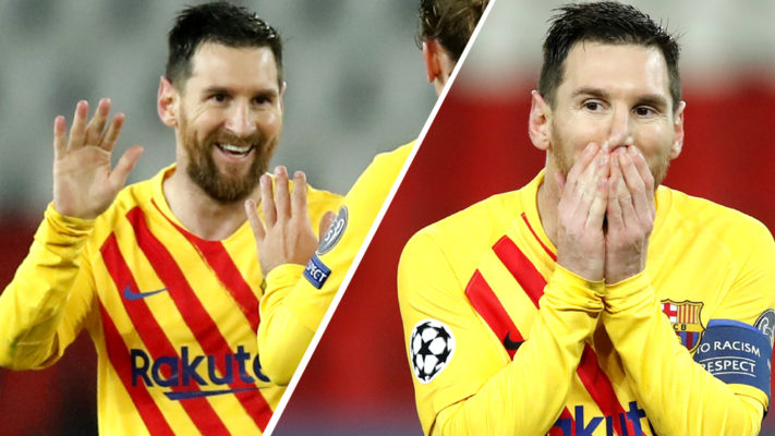 Las dos caras de Leo Messi durante la temporada. Foto / AP