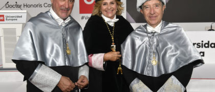 Herrera y Gabilondo con la rectora, Elena Gazapo