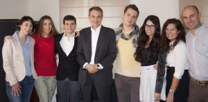 José Luis Rodríguez Zapatero y el equipo de EuropeaTelevisión