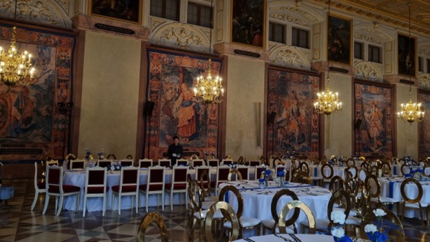 Preparación de cena en la Residenz después de la conferencia de seguridad Múnich 2026.
Foto: Valentina Ortiz Martínez